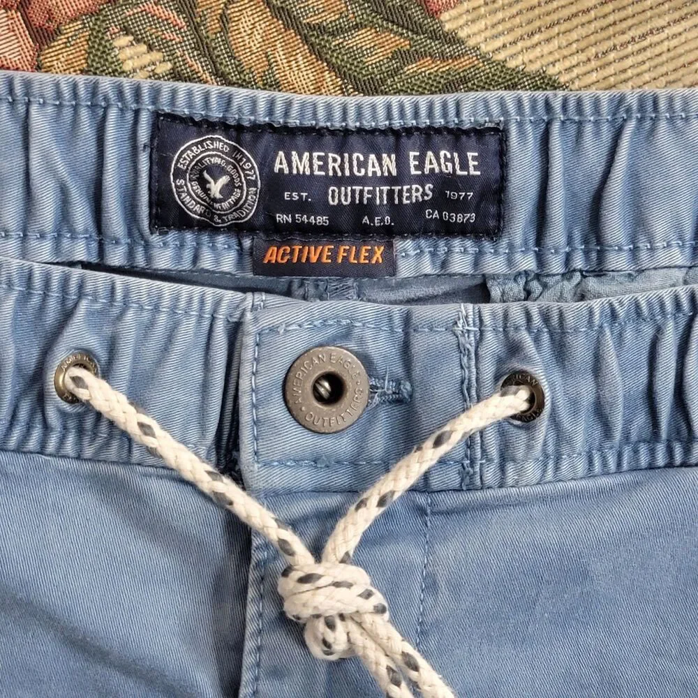 American Eagle Jogger Pants Mens LT Blue Light Wash Active Flex 37x30